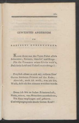 Geweihtes Angebinde Zu Louisens Geburtstage