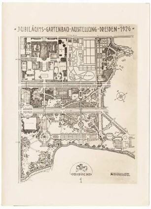 Ausstellungsgarten Jubiläums-Gartenbau-Ausstellung 1926, Dresden: Lageplan 1:1000