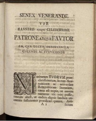 Senex Venerande Vir Illustris Atque Celeberrime Patrone Atque Fautor ...