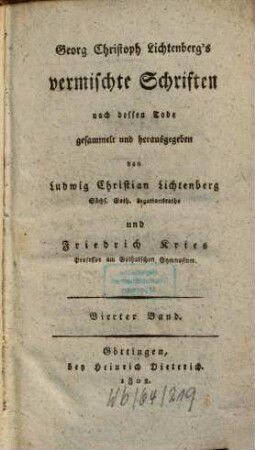 Georg Christoph Lichtenberg's Vermischte Schriften. 4