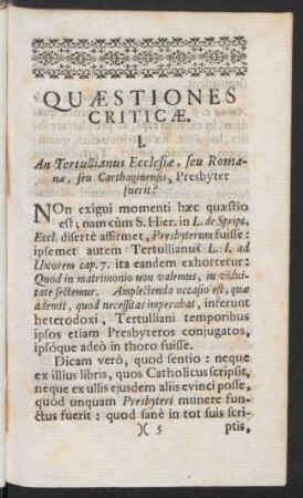 Quaestiones Criticae