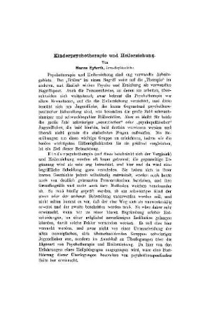 Kinderpsychotherapie und Heilerziehung