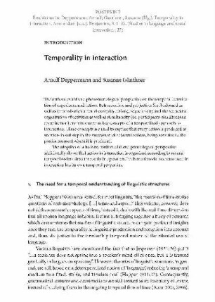 Introduction: temporality in interaction