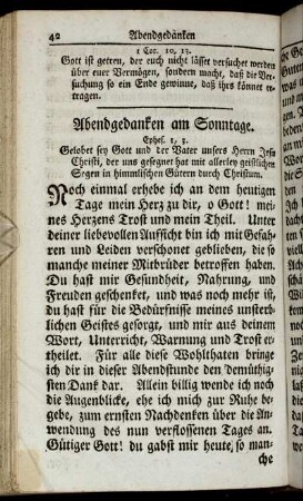 Abendgedanken am Sonntage. - Gebet um nützliche Abwartung des öffentlichen Gottesdienstes.