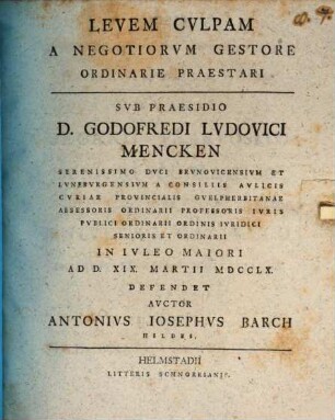Levem culpam a negotiorum gestore ordinarie praestari
