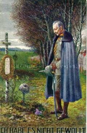 Wilhelm II. am Grab eines Gefallenen