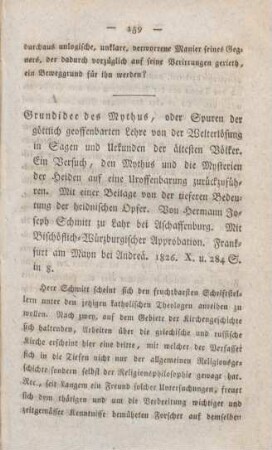 159-172 [Rezension] Schmitt, Hermann Joseph, Grundidee des Mythus