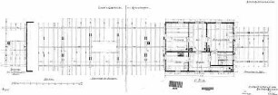 Ochsenhausen: Verwaltungsgebäude mit Güterschuppen Grundriß 1.Stock(mit Gebälk),Sparrenlage