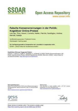 Falsche Konsensmeinungen in der Politik: Kognitiver Online-Pretest