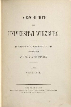 Geschichte der Universität Wirzburg, 1. Geschichte