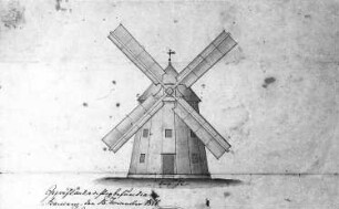 Doberschau-Gaußig-Drauschkowitz. Holländermühle, Aufriß von 1866, Ausschnitt (im Besitz von Herrn Fasold, Drauschkowitz, Nr. 20)