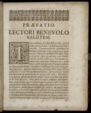 Præfatio. Lectori Benevolo Salutem.