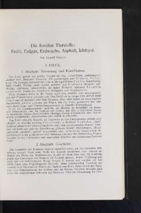 1. Abschnitt: Benennung und Klassifikation.