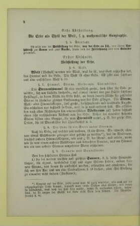 Erste Abtheilung. Die Erde als Theil der Welt, s. g. mathematische Geographie