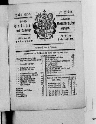 2tes Stück, Ausgabe vom 8. Januar 1800