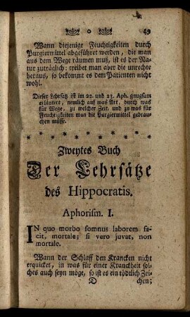 Zweytes Buch Der Lehrsätze des Hippocratis.