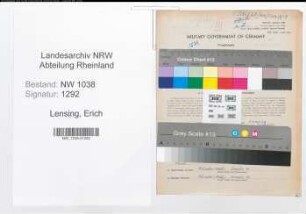 Entnazifizierung Erich Lensing , geb. 10.03.1885 (Buffetier)