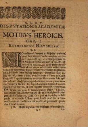 Dissertationem de motibus heroicis, eorum praecipue qui cum imperio sunt