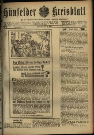 Erste Ausgabe vom Samstag, den 31. März 1917.