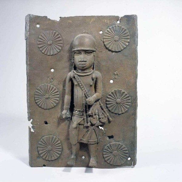 Relief plate courtly member with helmet