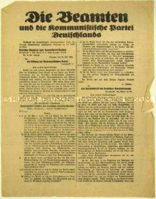 Aufruf der KPD an Beamte zur sächsischen Landtagswahl 1926