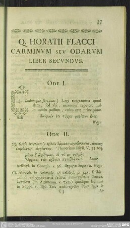 Q. Horatii Flacci Carminum Seu Odarum Liber Secundus