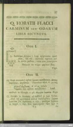 Q. Horatii Flacci Carminum Seu Odarum Liber Secundus