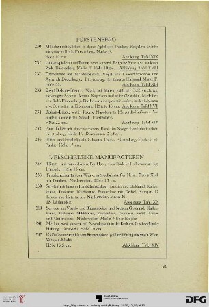 Verschiedene Manufakturen (Nr. 237-280)
