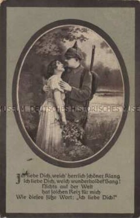 Soldat mit Mädchen, mit Vers