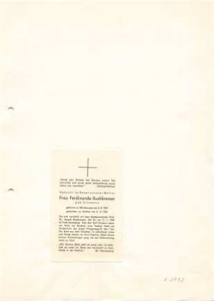 Buchkremer, Ferdinande geb. Hilsmann