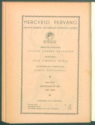 "Mercurio Peruano" - [Pie de imprenta]