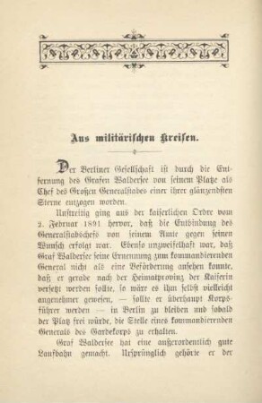 Aus militärischen Kreisen