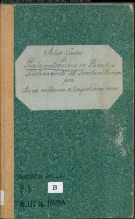 Zivilstandsregister der katholischen Gemeinde Fürstenau, Kreis Höxter (A 1809) (Gemeinde: Katholische Gemeinde Fürstenau)