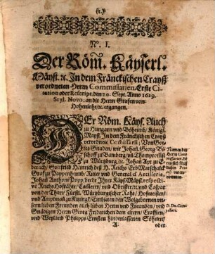 Acta Inn Sachen Fürstlich Würtzburgischen Anwaldts, vnd deß Praemonstatenser Ordens, Gegen Die Samptliche Herrn Graven von Hohenloe, etc. Ihrer Gräflichen Gnaden angesprochener Geistlichen Güter halb, zu Oeringaw vnd Schefftersheimb : Vor denen in dem Fränckischen Reichs-Crayß, verordneten Herrn Commissariis, in Annis 1629. & 1630. verhandelt