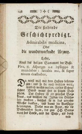 Die siebende Geschichtpredigt. Admirabilis medicina, Oder die wunderwirkende Arzney