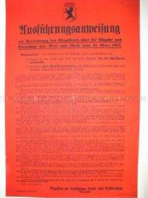 Maueranschlag: Ausführungsanweisungen zum Umgang mit Brotkarten