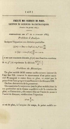 Faculté des sciences de Paris. Licence ès sciences mathématiques.