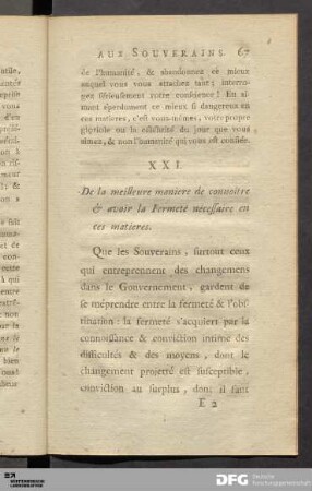 XXI. De la meilleure maniere de connoître & avoir la Fermeté nécessaire en ces matieres.