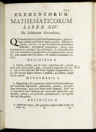 Liber XIV. De solidorum dimensione.