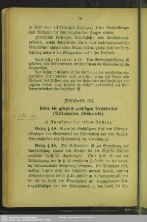 Abschnitt 25. Ueber die gesetzlich zulassigen Rechtsmittel (Reklamation, Beschwerde)