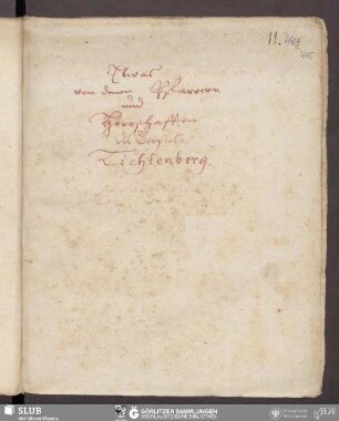 Etwas von denen Pfarrern und Herrschafften des Dorfes Lichtenberg