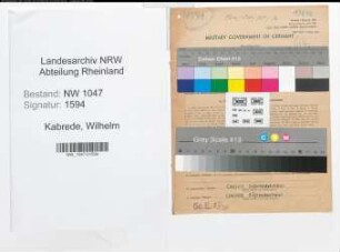 Entnazifizierung Wilhelm Kabrede , geb. 18.06.1905 (Architekt)