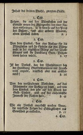 Inhalt des dritten Buchs, zweyten Stüks.