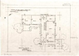 Gsaenger, Gustav; München - Obermenzing; Landhaus Dr. H. Dobner - Entwurf (Grundriss EG)