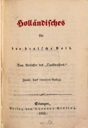 Holländisches für das deutsche Volk