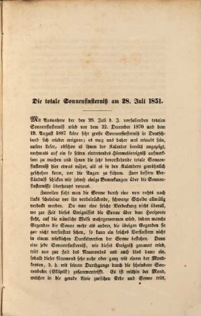 Die Sonnenfinsterniß am 28 Jul. 1851