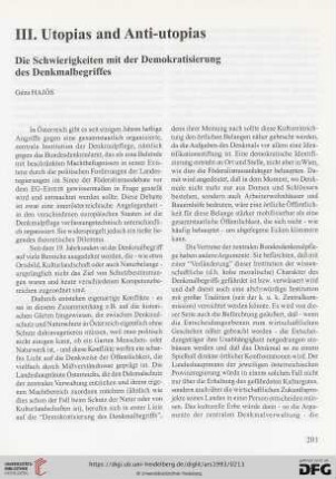Die Schwierigkeiten mit der Demokratisierung des Denkmalbegriffes