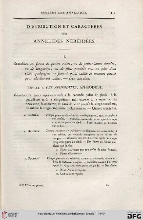 Distribution et caractères des annelides néréidées