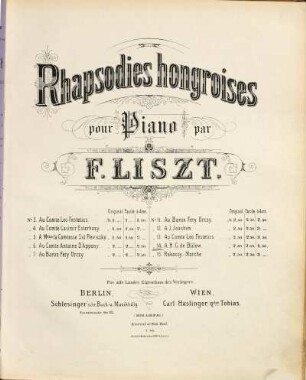Rhapsodies hongroises : pour le piano. 14, A H. G. de Bülow