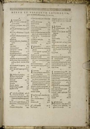 Rerum Et Verborum Latinorum, quæ in notis afferuntur, Index.